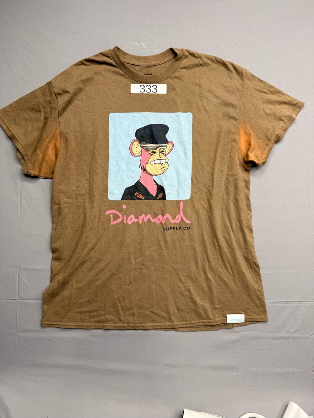 Diamond Supply Co. Brown Tee with Pink & Black Ape Graphic